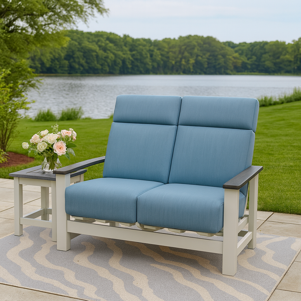 Telescope Casual Leeward Supreme Cushion Hidden Motion Loveseat with RG0 Cape Grey Rustic Polymer Arms