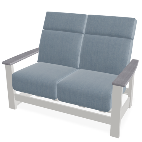 Telescope Casual Leeward Supreme Cushion Hidden Motion Loveseat with RG0 Cape Grey Rustic Polymer Arms — outdoor living product at Living Outdoorsy