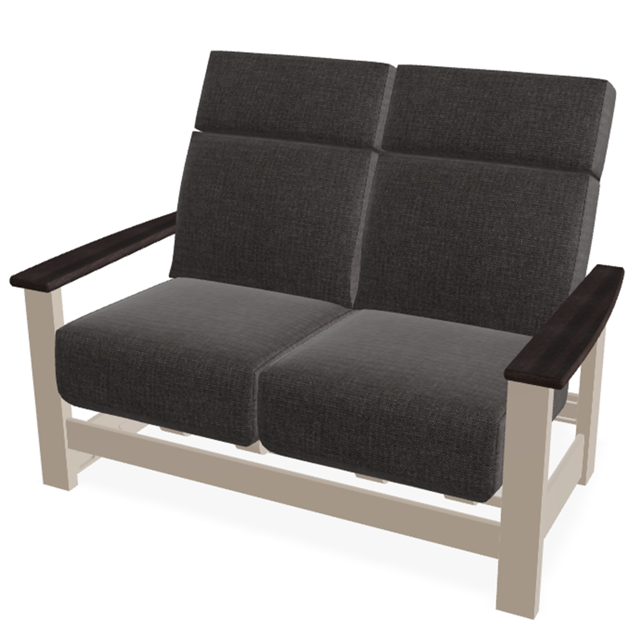 Telescope Casual Leeward Supreme Cushion Hidden Motion Loveseat with RU0 Chestnut Rustic Polymer Arms