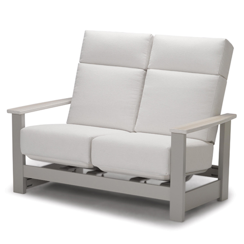 Telescope Casual Leeward Supreme Cushion Hidden Motion Loveseat with RW0 Weathered Wood Rustic Polymer Arms