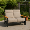 Telescope Casual Leeward Supreme Cushion Hidden Motion Loveseat with RT0 Teak Rustic Polymer Arms thumbnail