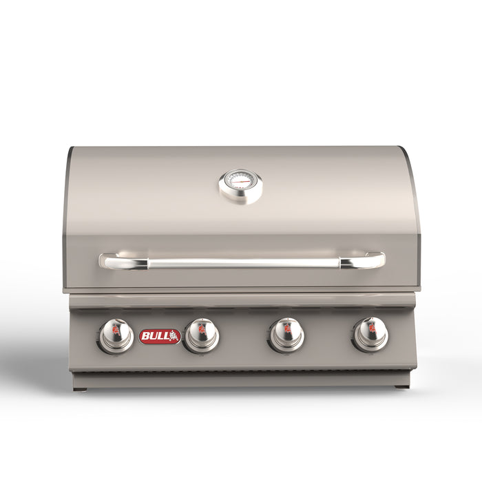 Living Outdoorsy 6' Complete Outdoor Kitchen Island - Bull Outlaw 30" Grill Package | Warm Sand Stucco & Travertine Tile Countertop