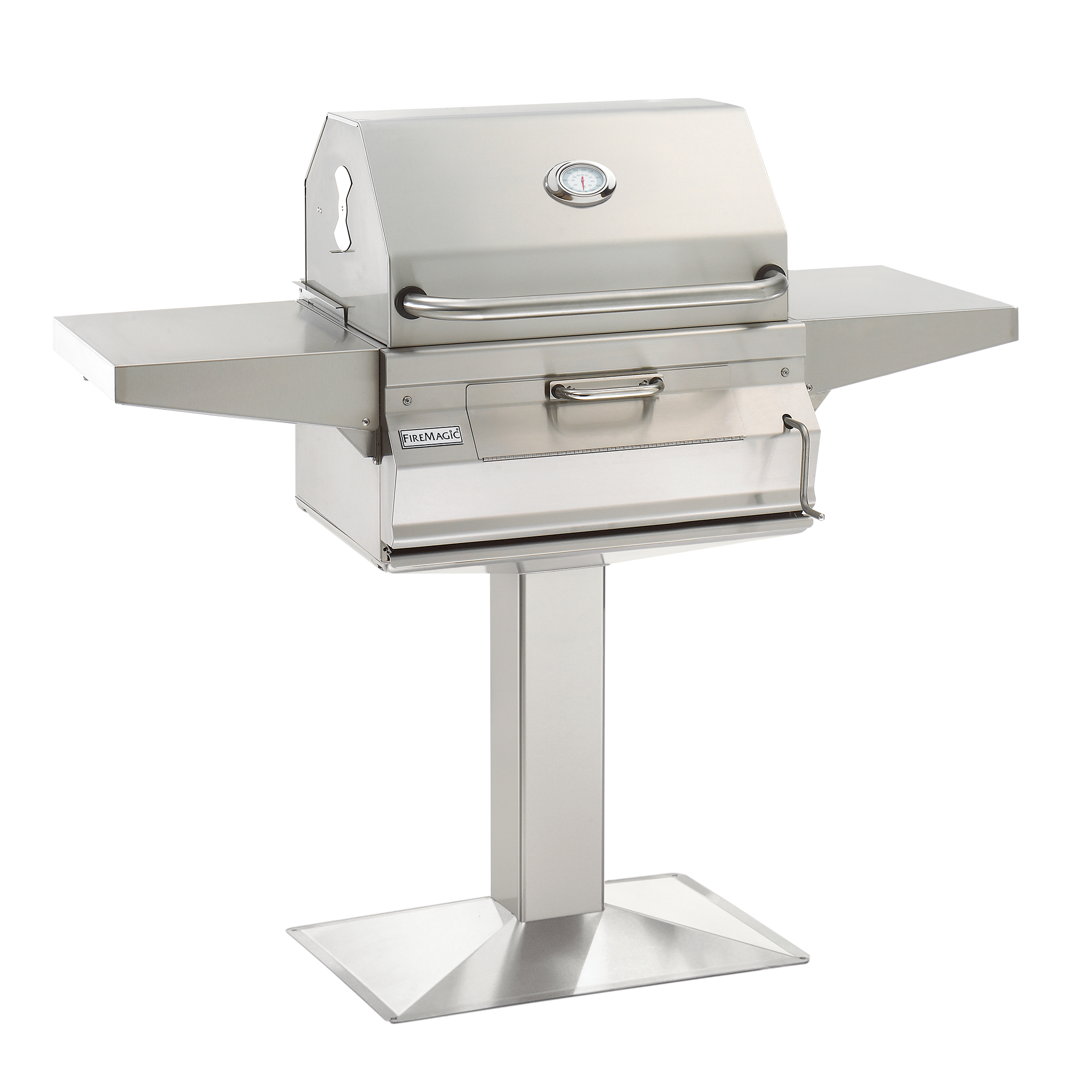 FireMagic 24″ Post Mount Charcoal Grill 22-SC01C-P6 – 304 Stainless Steel, Adjustable Charcoal Tray, 432 sq in Cooking Surface