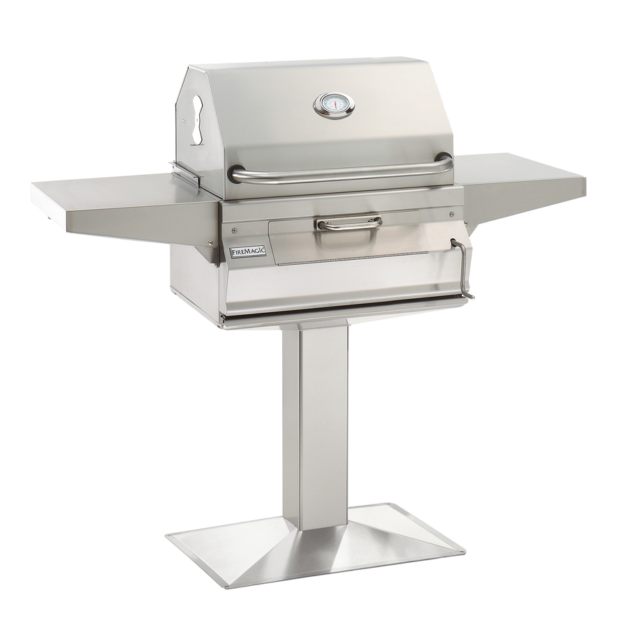 FireMagic 24″ Post Mount Charcoal Grill 22-SC01C-P6 – 304 Stainless Steel, Adjustable Charcoal Tray, 432 sq in Cooking Surface