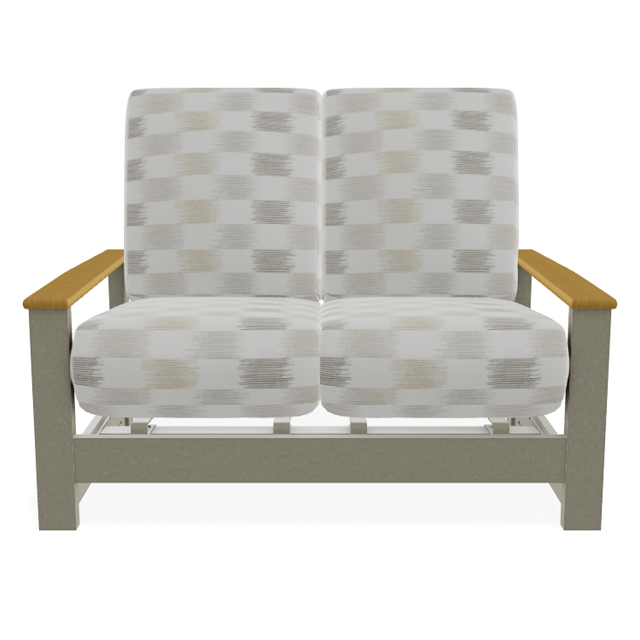Telescope Casual Leeward Cushion Hidden Motion Loveseat – RT0 Teak Rustic Polymer Arms