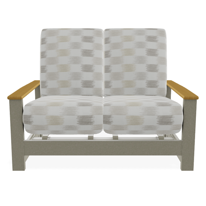 Telescope Casual Leeward Cushion Hidden Motion Loveseat – RT0 Teak Rustic Polymer Arms