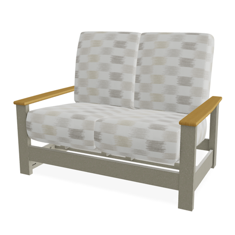 Telescope Casual Leeward Cushion Hidden Motion Loveseat – RT0 Teak Rustic Polymer Arms