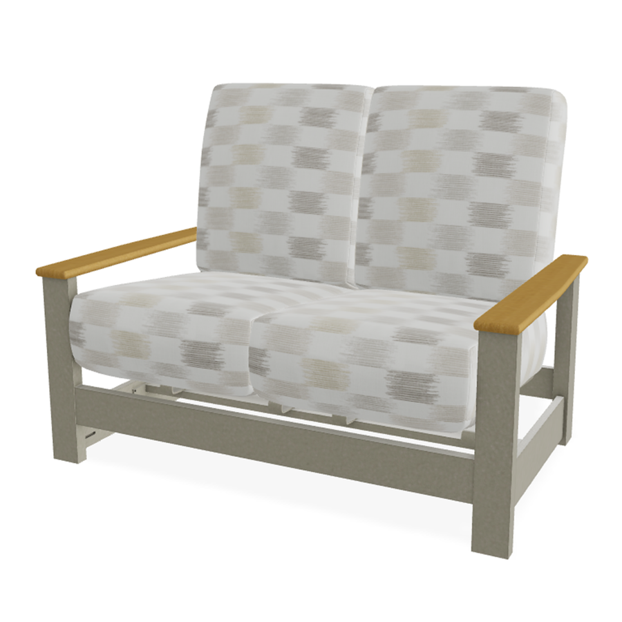 Telescope Casual Leeward Cushion Hidden Motion Loveseat – RT0 Teak Rustic Polymer Arms