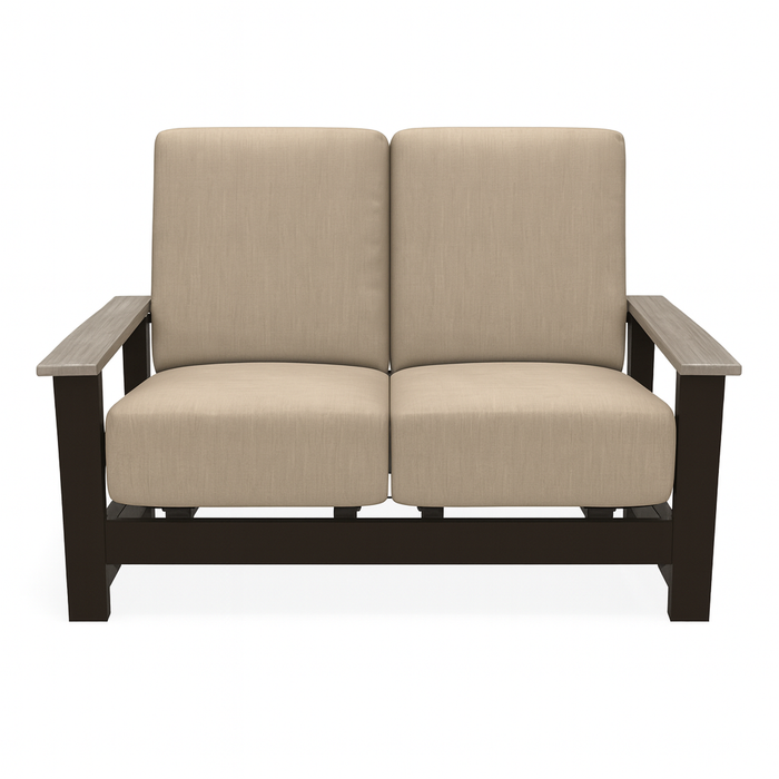 Telescope Casual Leeward Cushion Hidden Motion Loveseat – RW0 Weathered Wood Rustic Polymer Arms