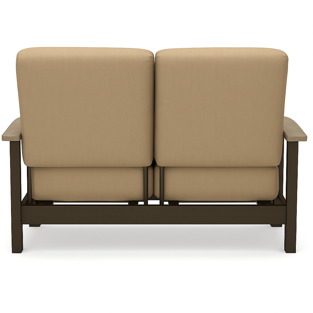 Telescope Casual Leeward Cushion Hidden Motion Loveseat – RW0 Weathered Wood Rustic Polymer Arms