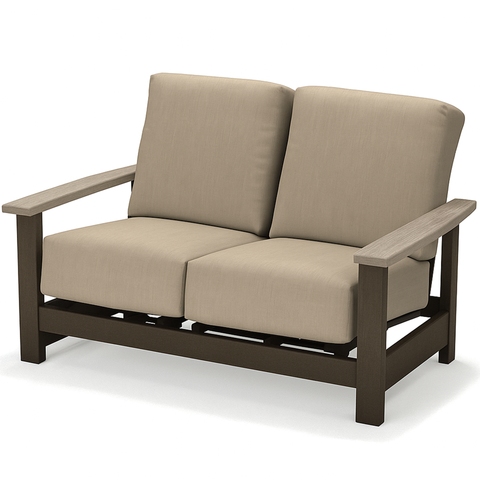 Telescope Casual Leeward Cushion Hidden Motion Loveseat – RW0 Weathered Wood Rustic Polymer Arms
