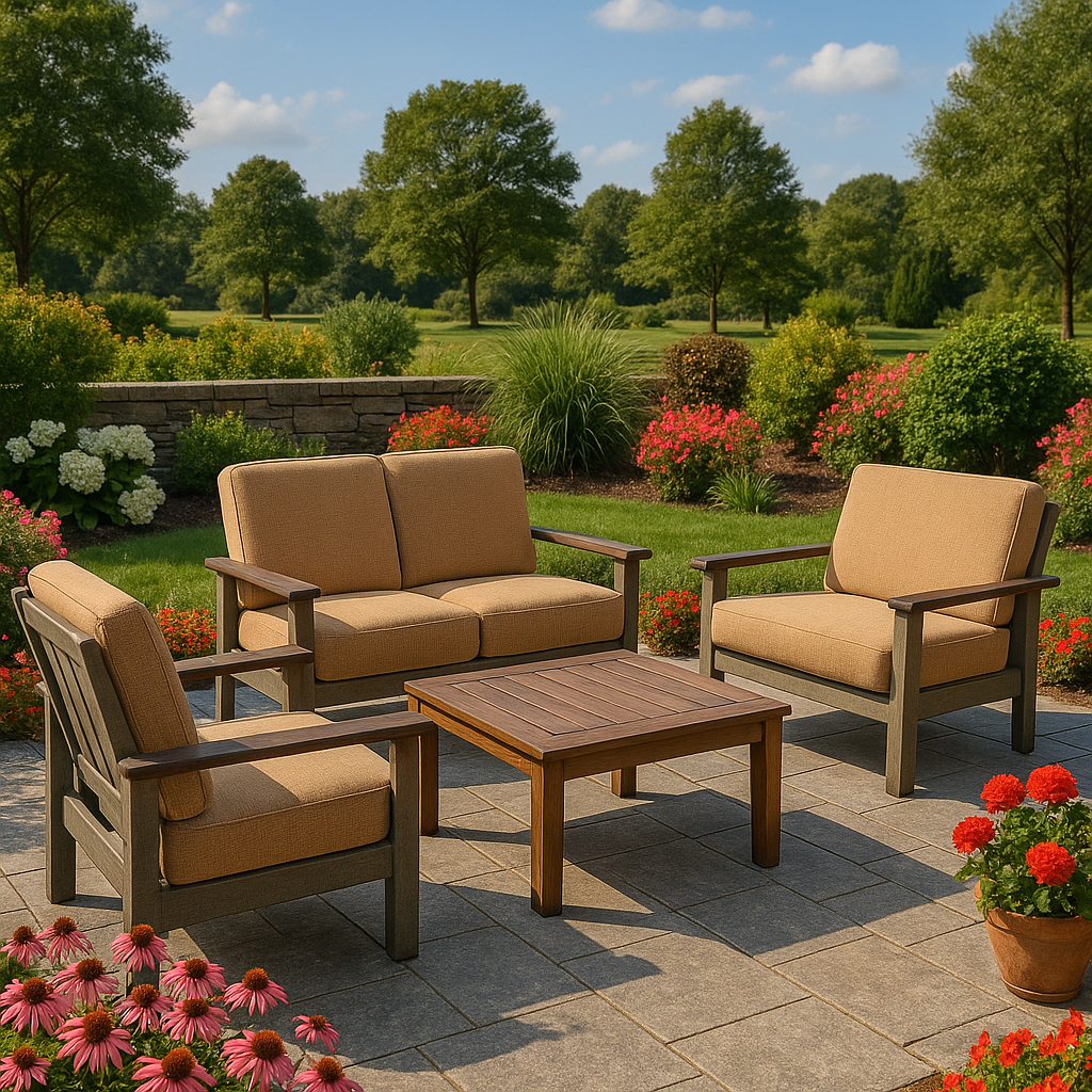 Telescope Casual Leeward Cushion Hidden Motion Loveseat – RT0 Teak Rustic Polymer Arms