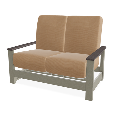 Telescope Casual Leeward Cushion Hidden Motion Loveseat – RX0 Boardwalk Rustic Polymer Arms