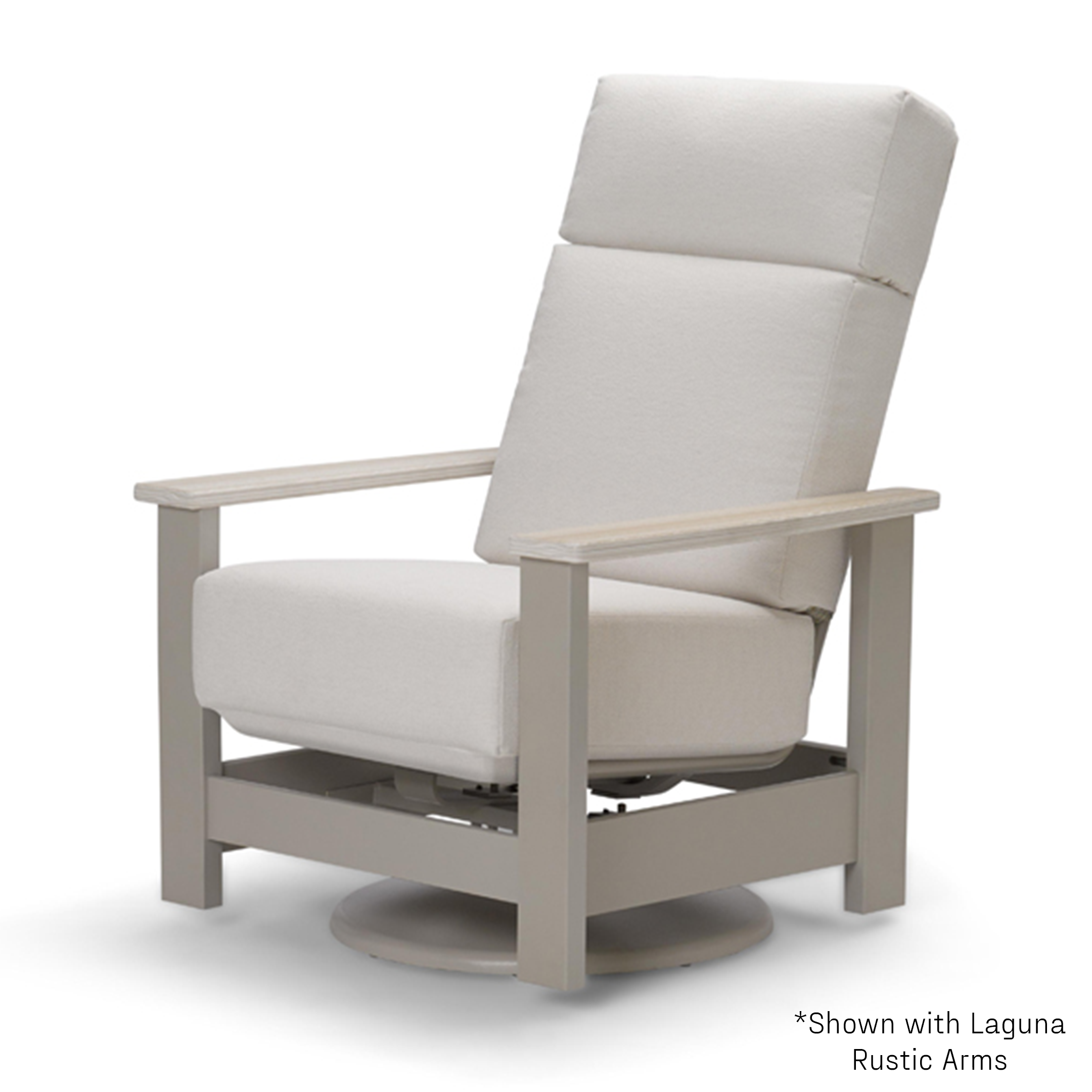 Telescope Casual Leeward MGP Supreme Cushion Swivel Hidden Rocker with RW0 Weathered Wood Rustic Polymer Arms