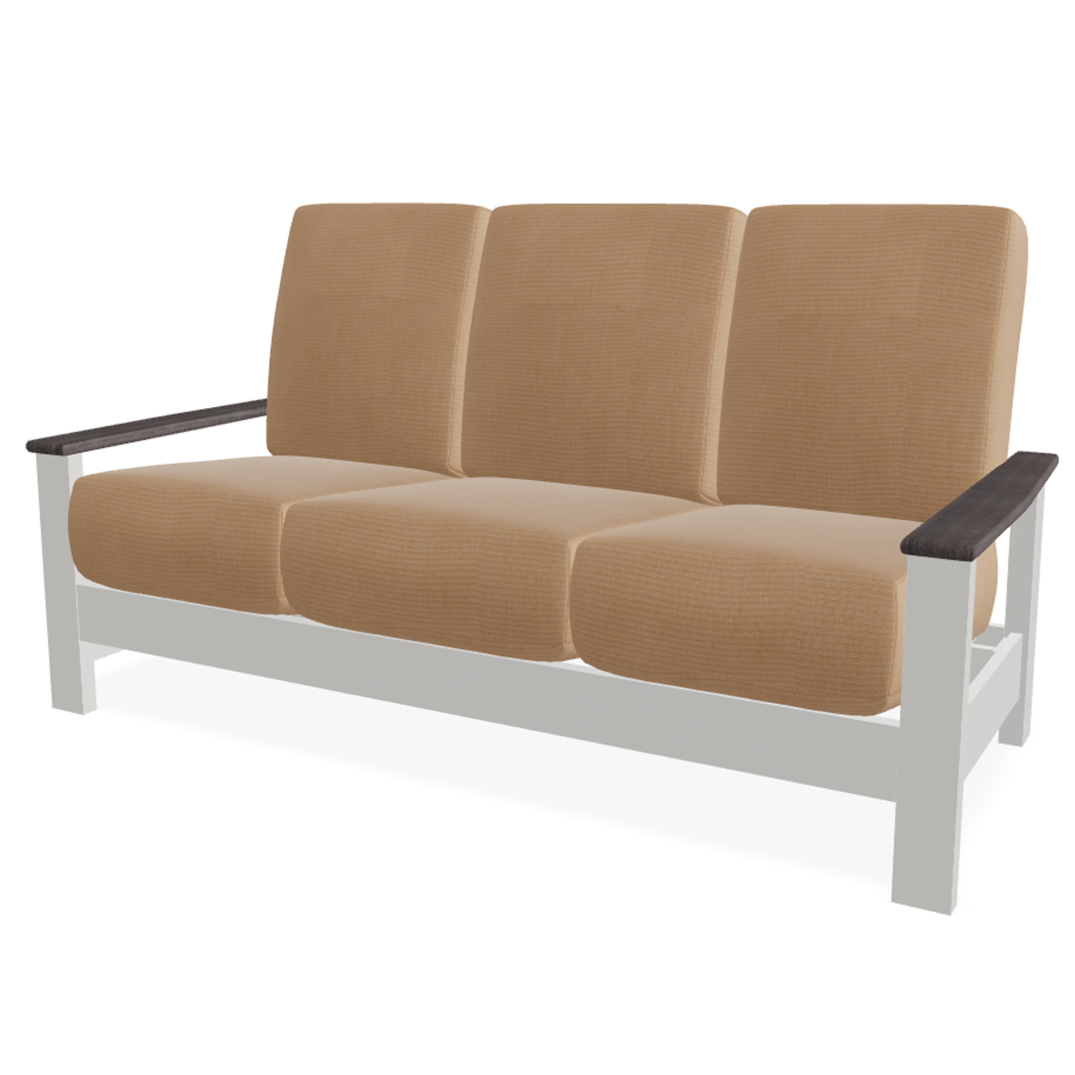 Telescope Casual Leeward MGP Supreme Cushion Three-Seat Sofa with RXO Boardwalk Rustic Polymer Arms