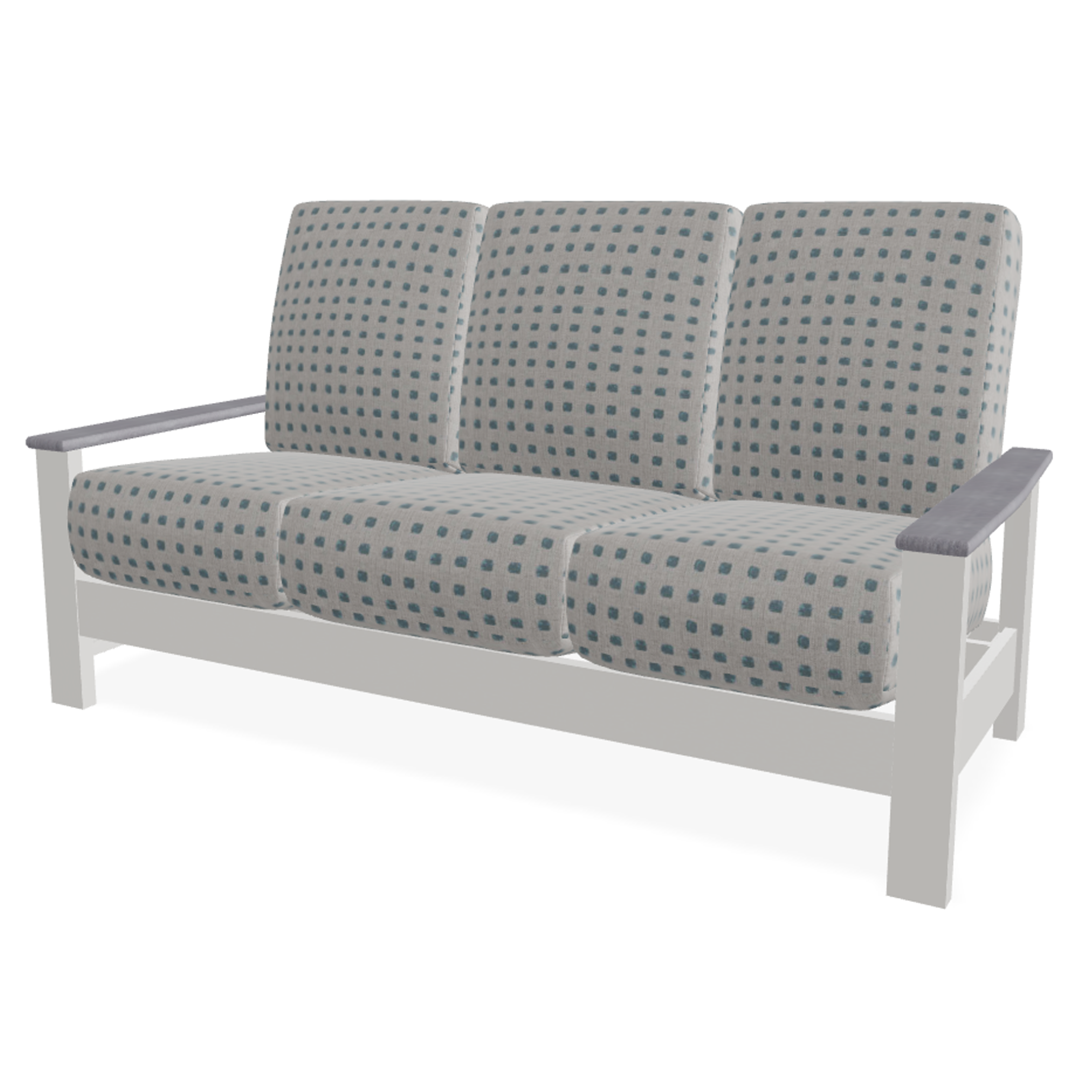 Telescope Casual Leeward MGP Supreme Cushion Three-Seat Sofa with RG0 Cape Grey Rustic Polymer Arms