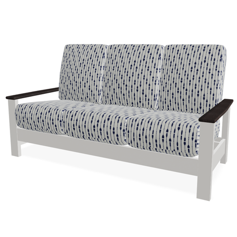 Telescope Casual Leeward MGP Supreme Cushion Three-Seat Sofa with RU0 Chestnut Rustic Polymer Arms — outdoor living product at Living Outdoorsy