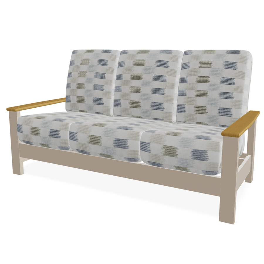 Telescope Casual Leeward MGP Supreme Cushion Three-Seat Sofa with RT0 Teak Rustic Polymer Arms