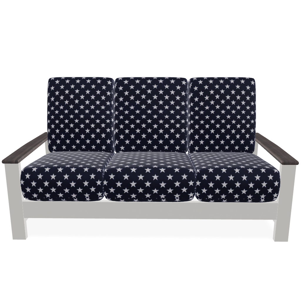 Telescope Casual Leeward Cushion Three-Seat Sofa with RX0 Boardwalk Rustic Polymer Arms