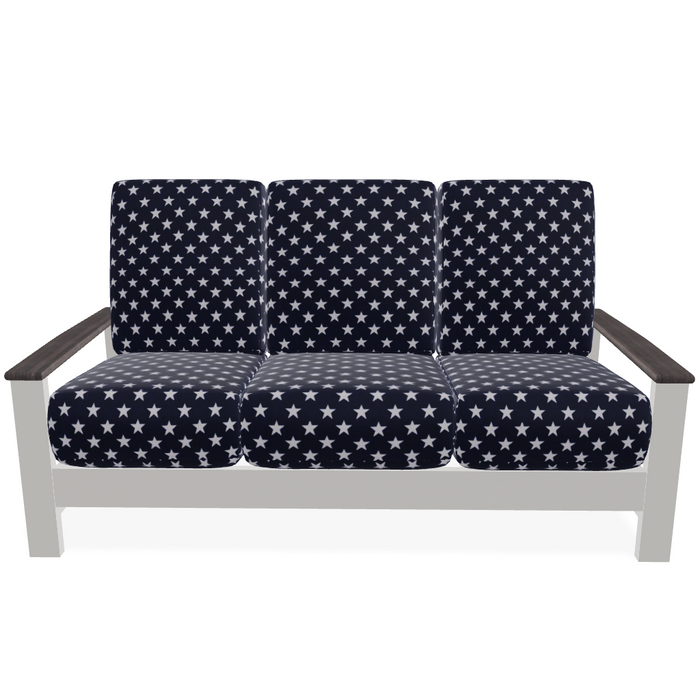 Telescope Casual Leeward Cushion Three-Seat Sofa with RX0 Boardwalk Rustic Polymer Arms
