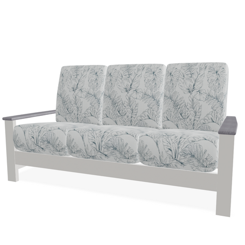 Telescope Casual Leeward Cushion Three-Seat Sofa with RG0 Cape Grey Rustic Polymer Arms — outdoor living product at Living Outdoorsy