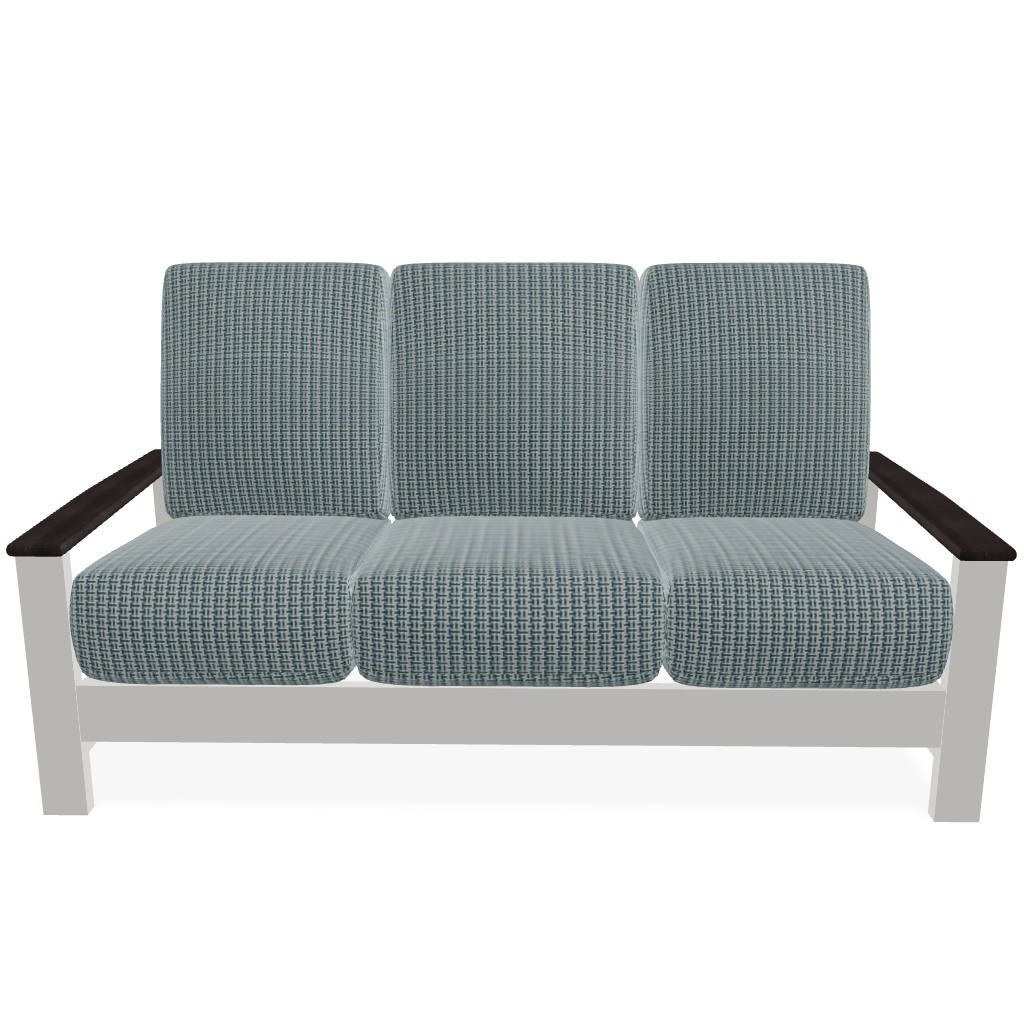 Telescope Casual Leeward Cushion Three-Seat Sofa with RU0 Chestnut Rustic Polymer Arms