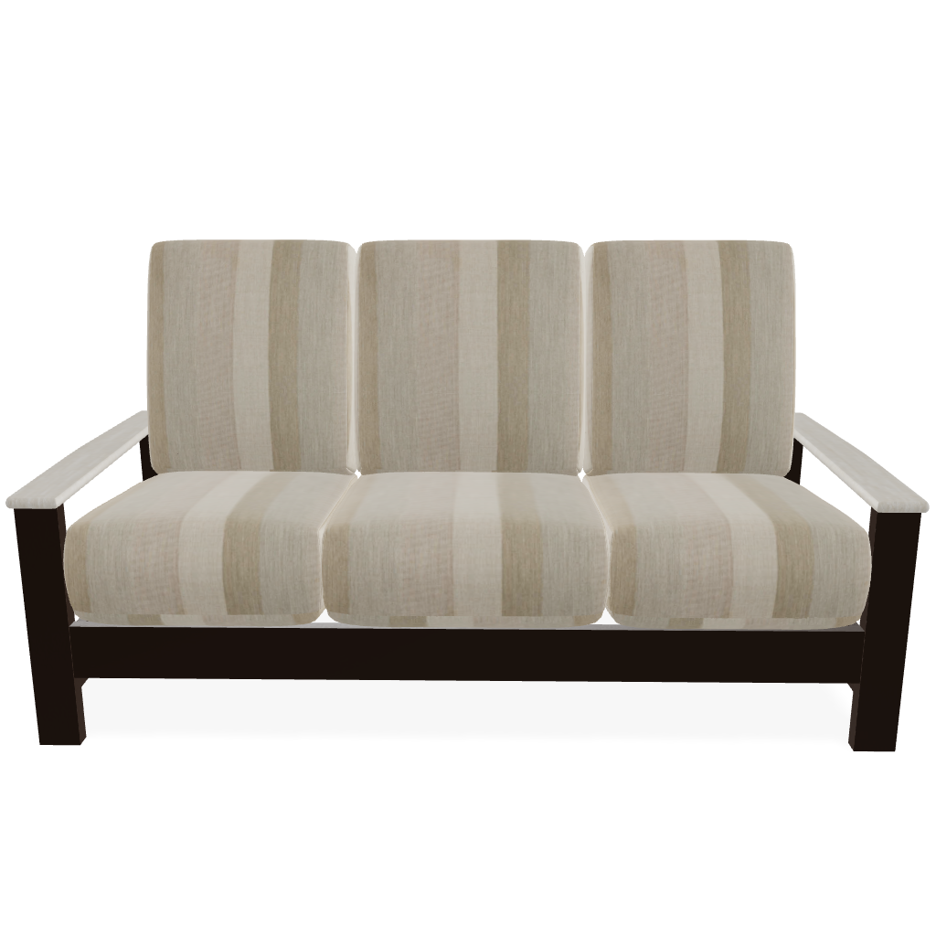 Telescope Casual Leeward Cushion Three-Seat Sofa with RL0 Laguna Rustic Polymer Arms