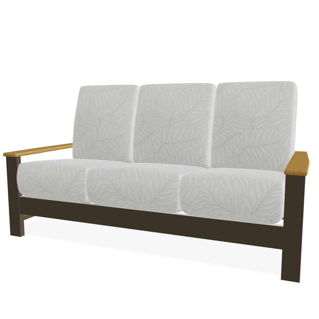 Telescope Casual Leeward Cushion Three-Seat Sofa with RT0 Teak Rustic Polymer Arms