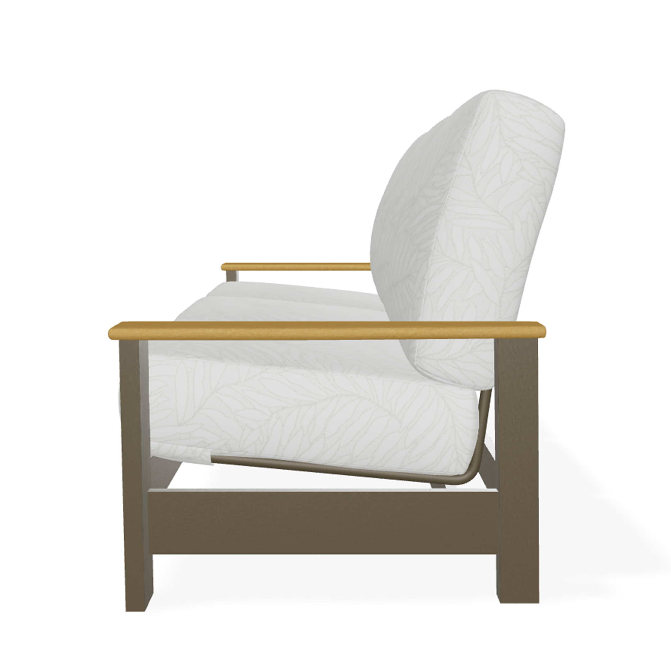 Telescope Casual Leeward Cushion Three-Seat Sofa with RT0 Teak Rustic Polymer Arms