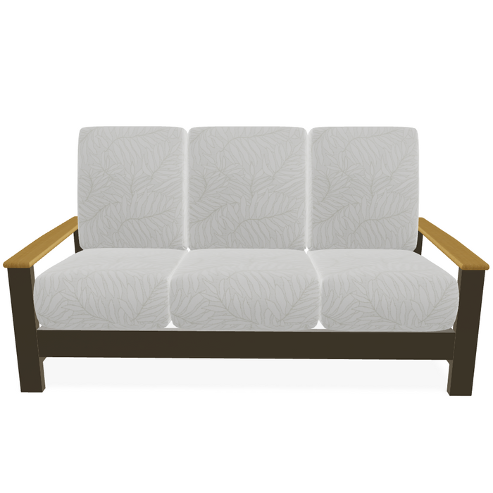 Telescope Casual Leeward Cushion Three-Seat Sofa with RT0 Teak Rustic Polymer Arms