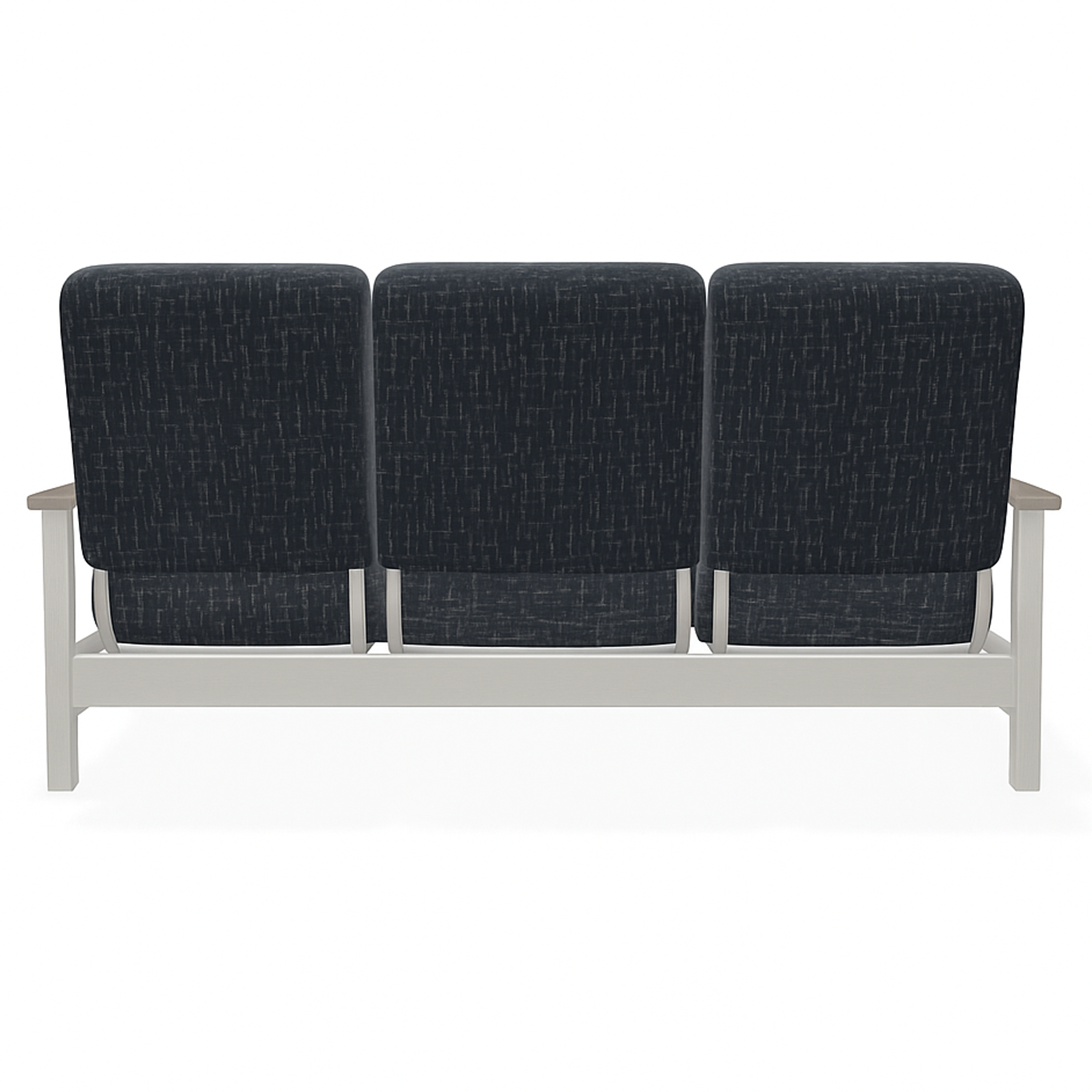 Telescope Casual Leeward Cushion Three-Seat Sofa with RW0 Weathered Wood Rustic Polymer Arms