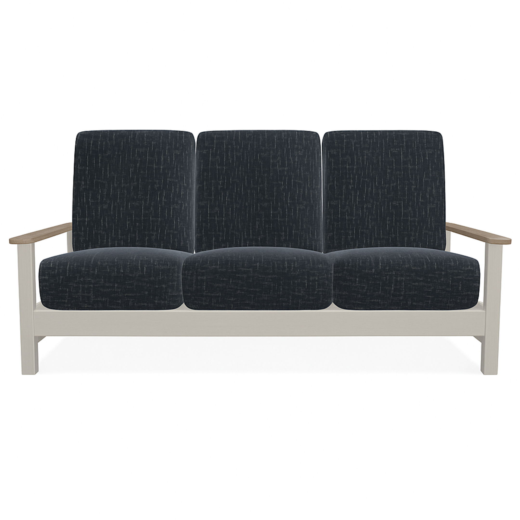 Telescope Casual Leeward Cushion Three-Seat Sofa with RW0 Weathered Wood Rustic Polymer Arms