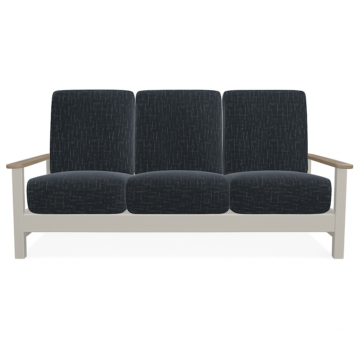 Telescope Casual Leeward Cushion Three-Seat Sofa with RW0 Weathered Wood Rustic Polymer Arms